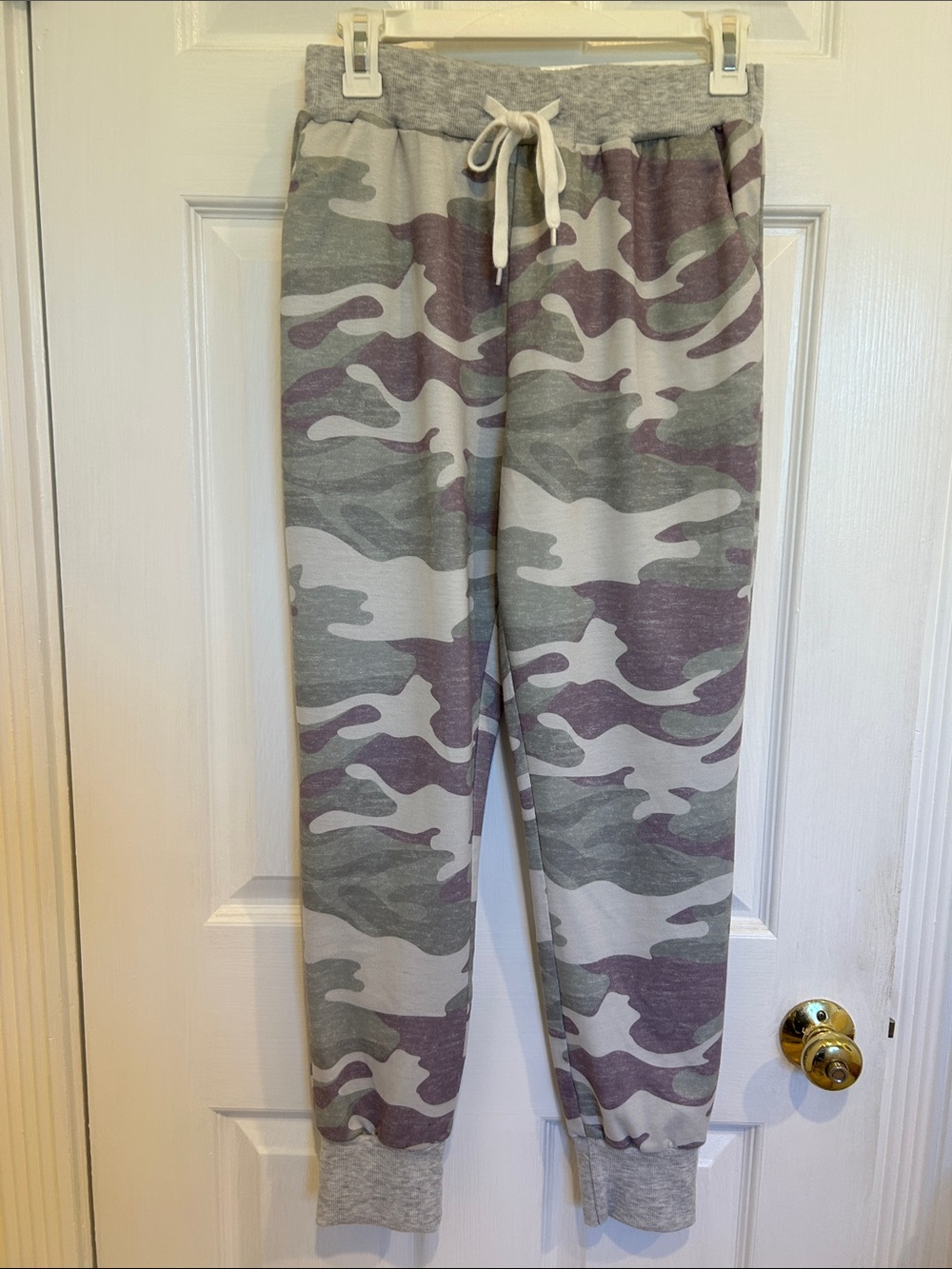 Women’s Camo Jogger Pants - Green & Purple, small